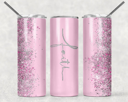 Pink Glitter Faith Wrap For Straight Tumbler-391