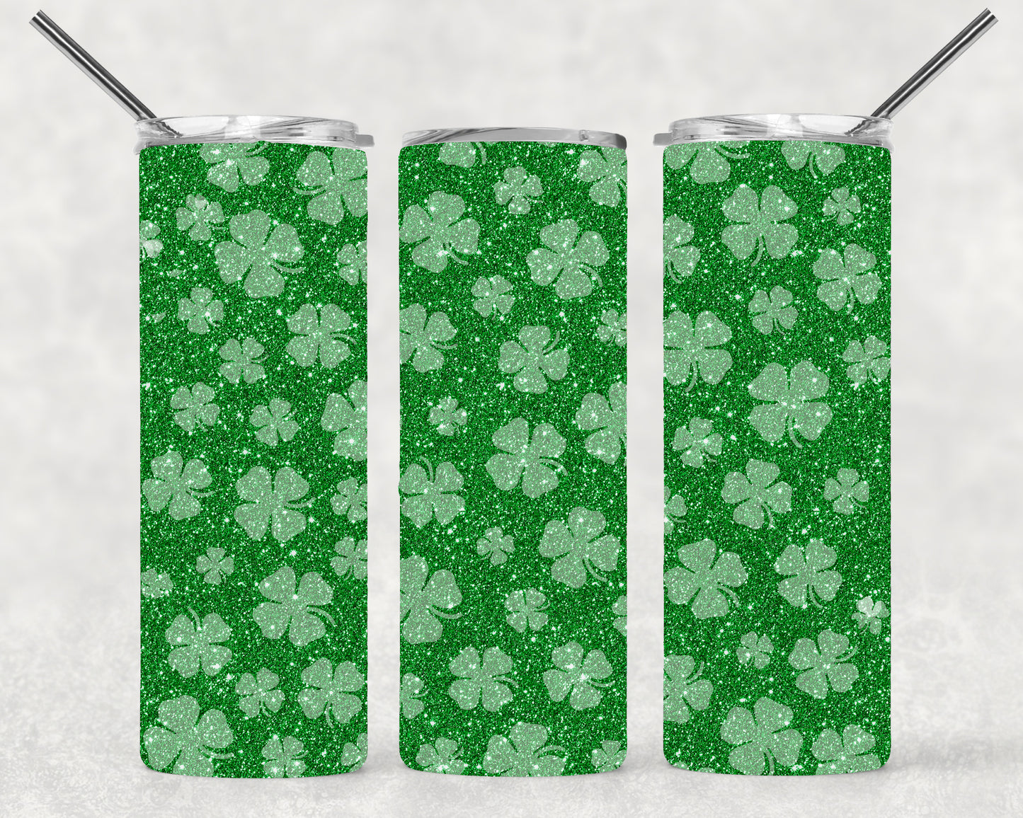 Full Glitter Shamrock Wrap For Straight Tumbler-M146