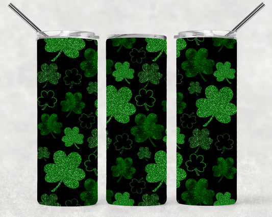 Black and Green Shamrock Wrap For Straight Tumbler-M152