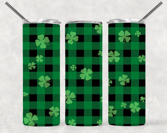 Plaid Shamrock Wrap For Straight Tumbler-M158