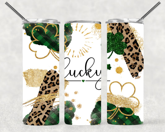 Lucky Leopard Shamrock Wrap For Straight Tumbler-M160