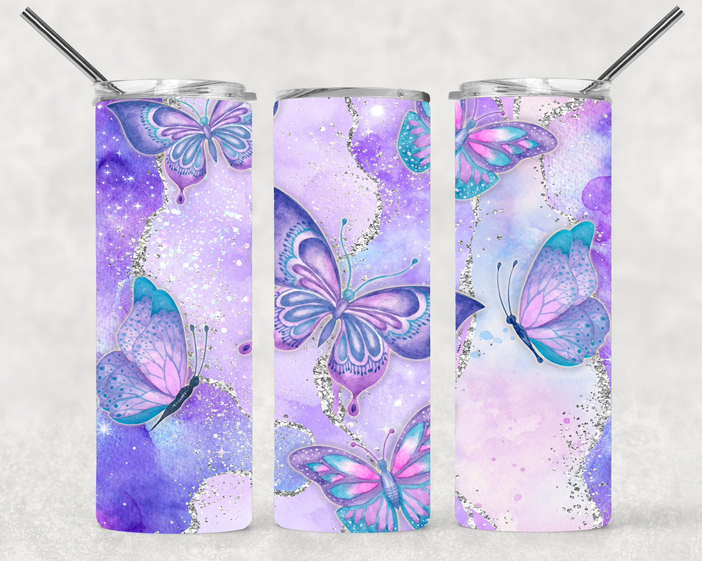 Butterfly Glitter Wrap For Straight Tumbler-M170
