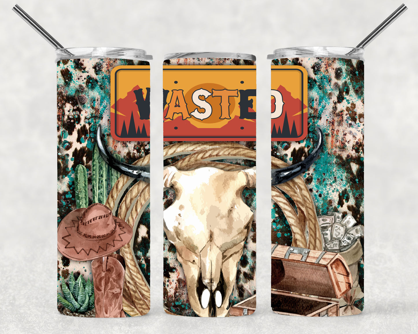 Abstract Cow Wrap For Straight Tumbler-M179