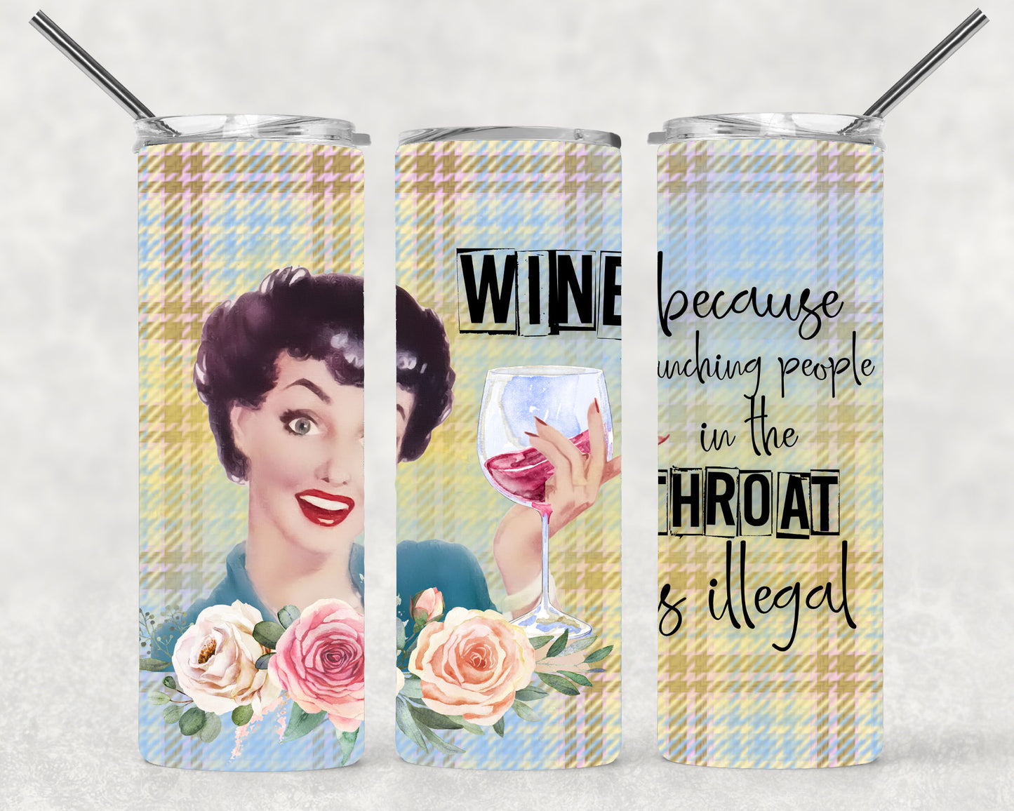 Retro Housewife Wine Wrap For Straight Tumbler-M200