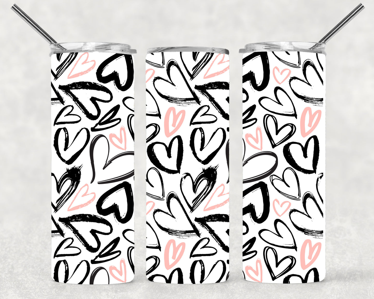 Doodle Hearts  Wrap For Straight Tumbler-M221