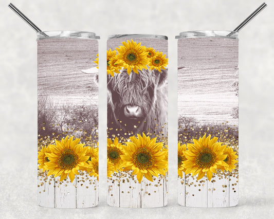 Sunflower and Cow  Wrap For Straight Tumbler-M228