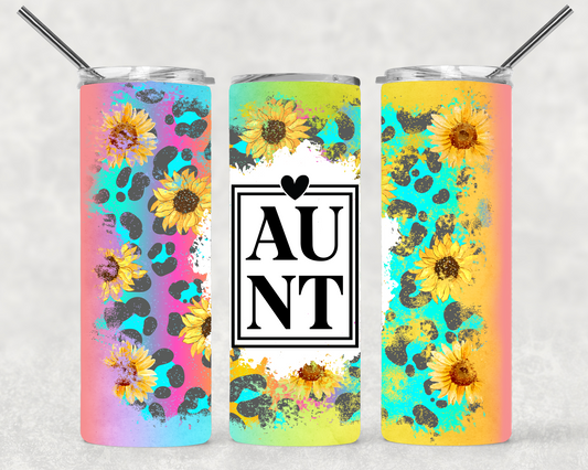 Aunt Leopard and Sunflower Wrap For Straight Tumbler-M274