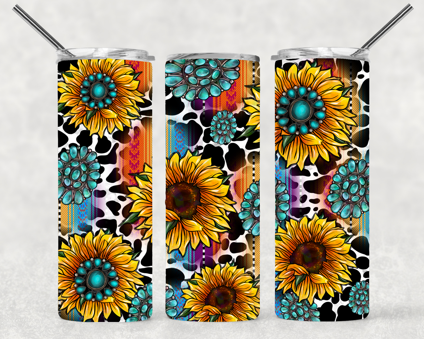 Sunflower Turquoise Wrap For Straight Tumbler-M282