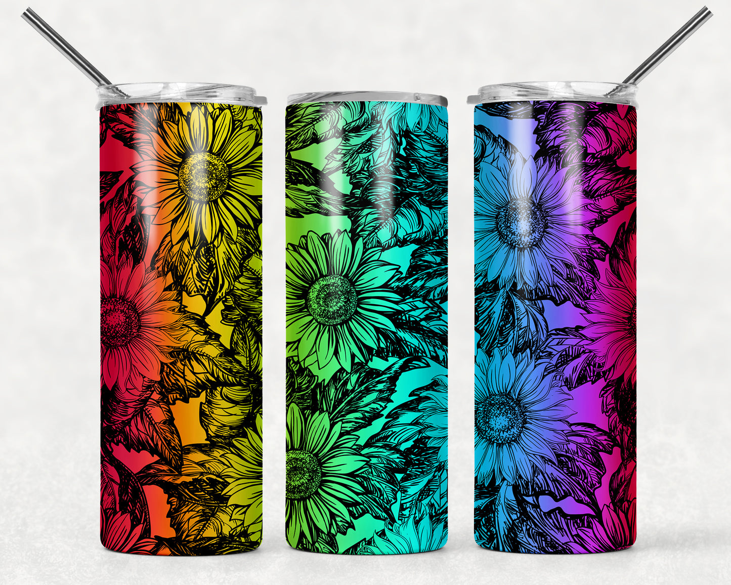 Colorful Flowers Wrap For Straight Tumbler-M34