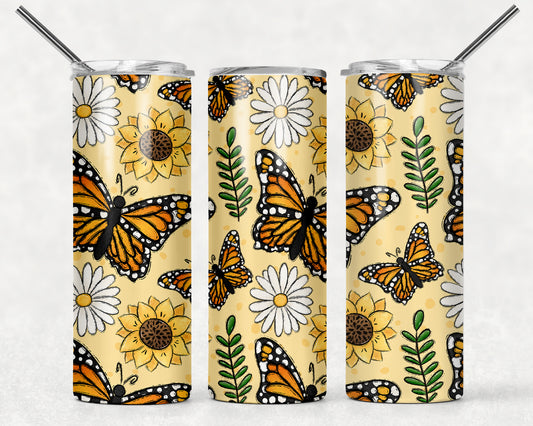 Yellow Butterflies Wrap For Straight Tumbler-M110