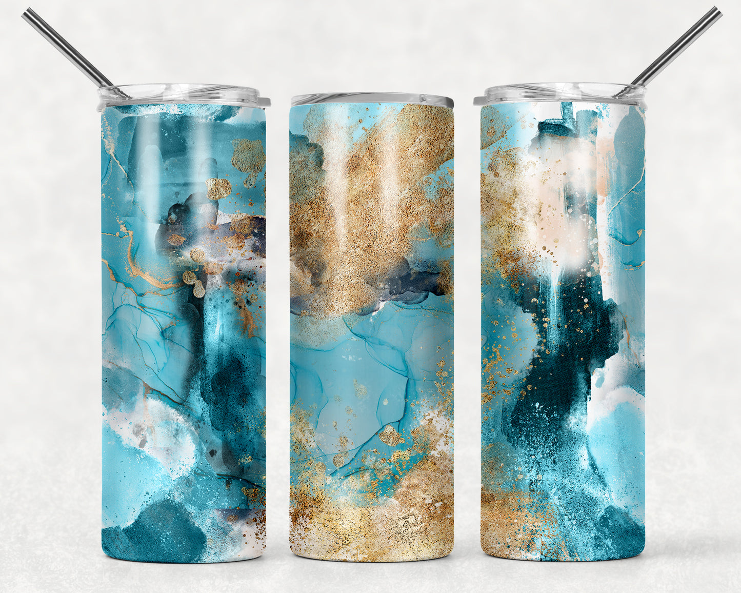 Teal & Gold Wrap For Straight Tumbler-M70