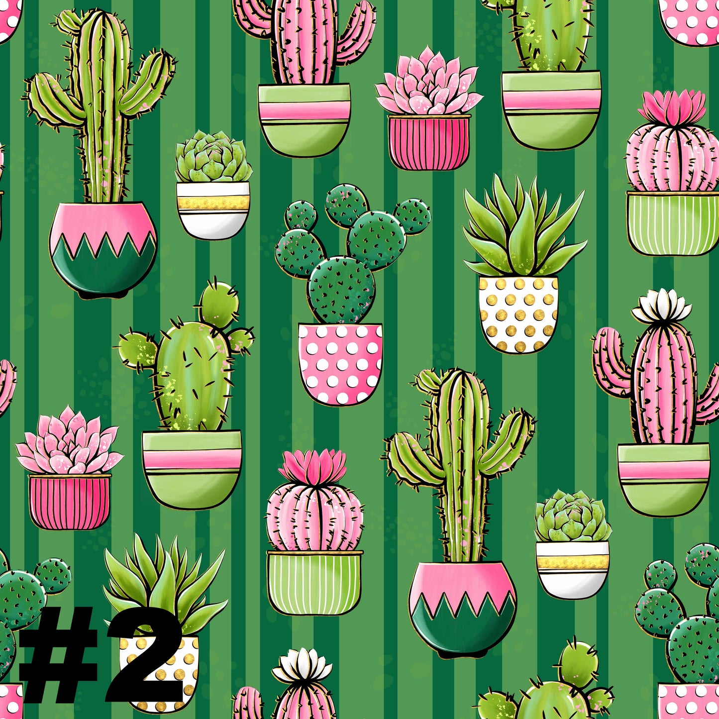 Green & Pink Cactus Patterns