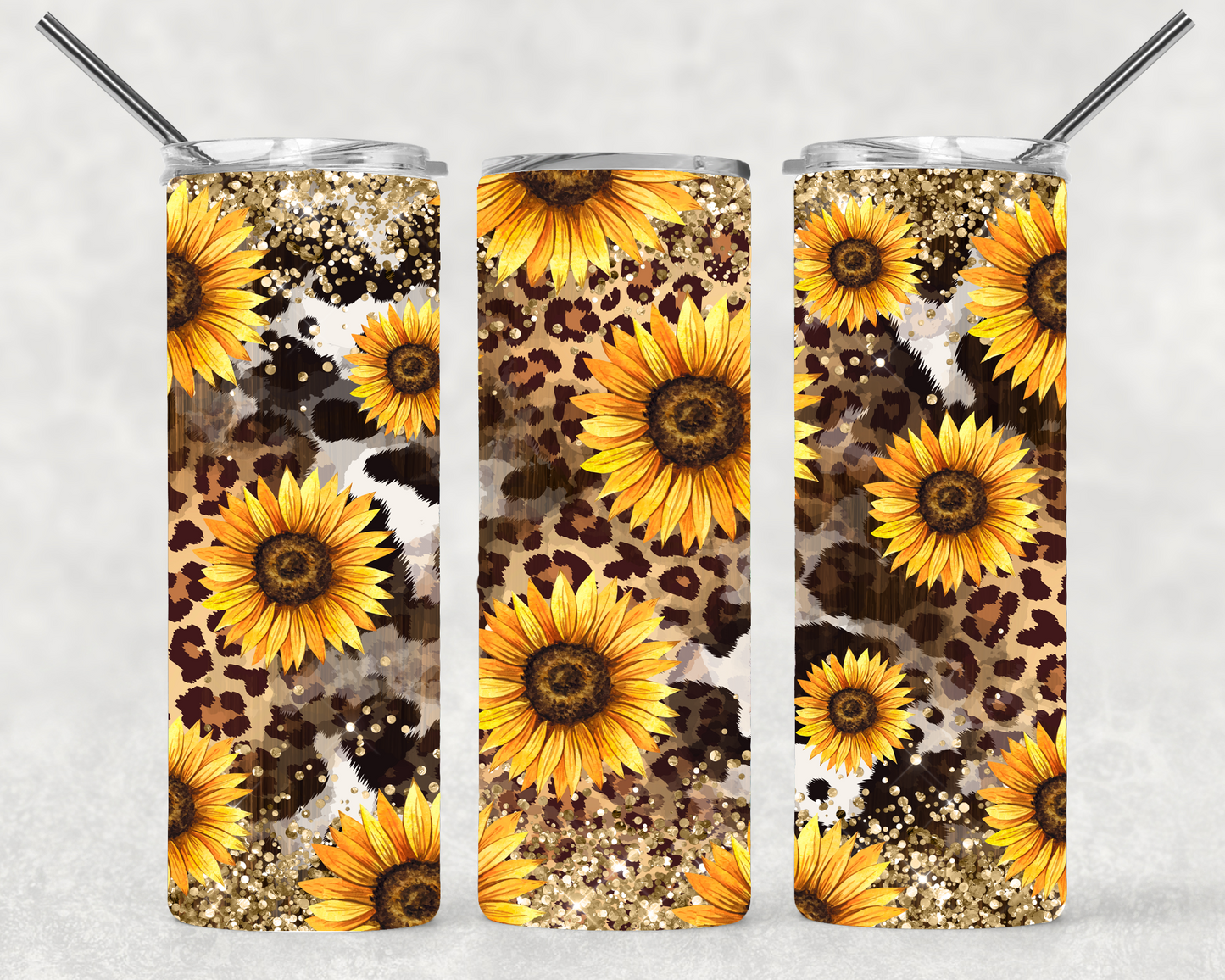 Sunflower Cowhide Wrap For Straight Tumbler-S36