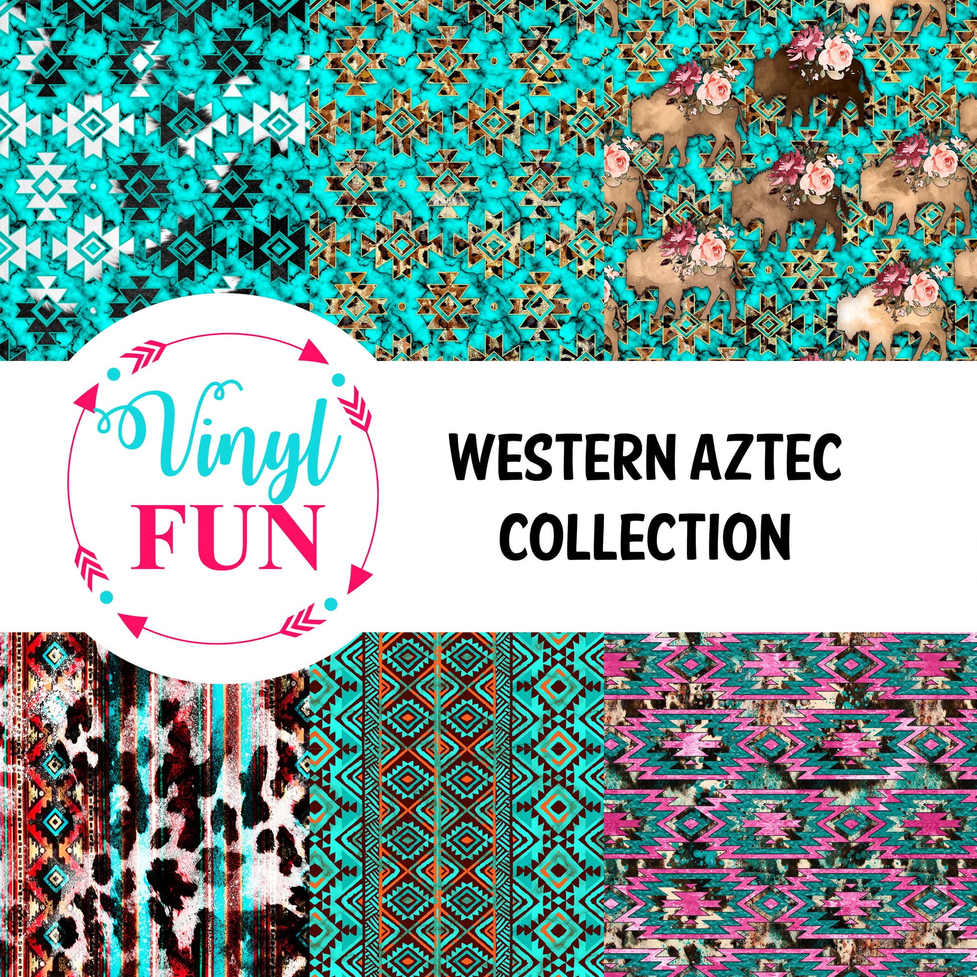 Aztec Design Fabric in Green / Red / Blue / Gold