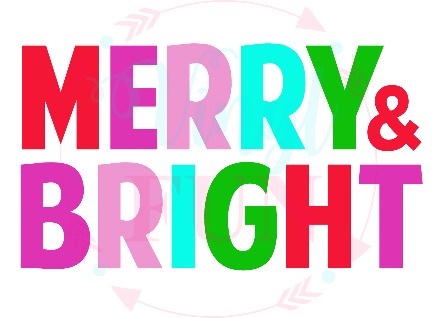 Merry And Bright Solid  Letters-Digital Download