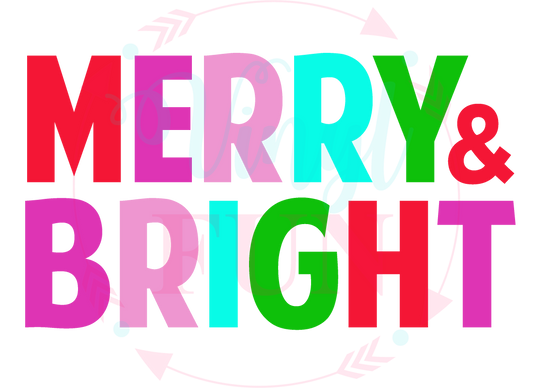Merry And Bright Solid  Letters-Digital Download