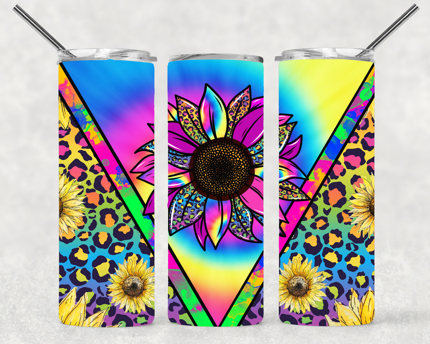 Colorful Sunflower Vsplit Wrap For Straight Tumbler-S3