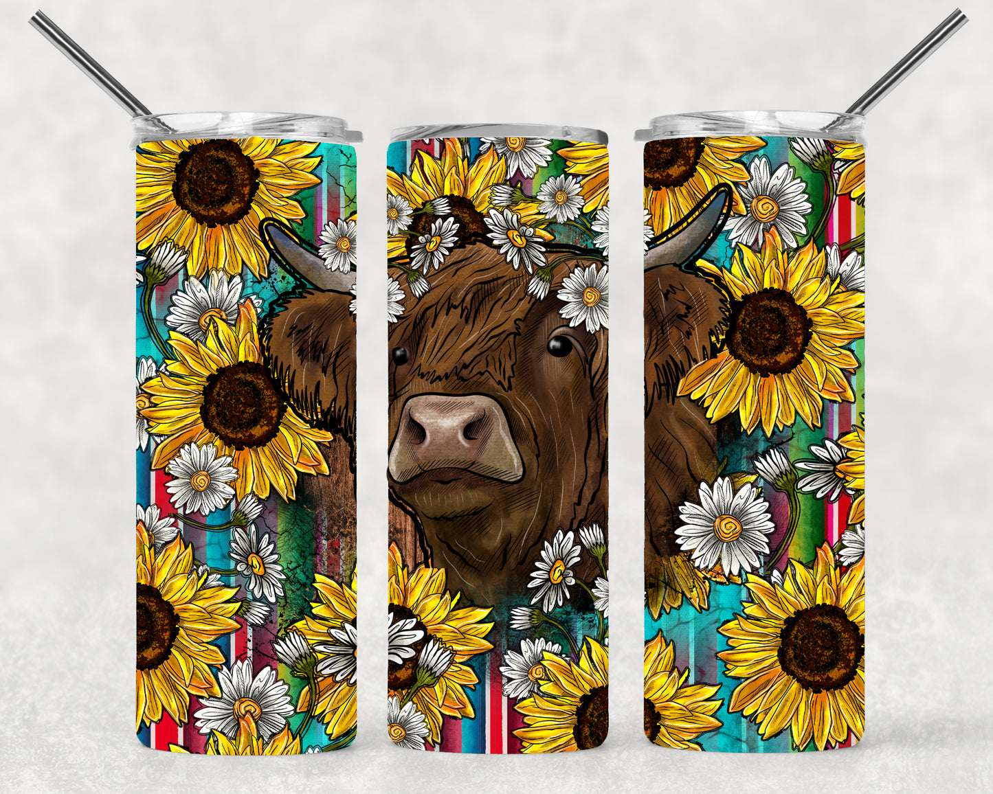 Sunflower Cow Wrap For Straight Tumbler-M123