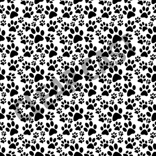 Black & White Paw Prints-Clear Cast-E20