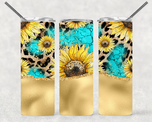 Gold Sunflowers Wrap For Straight Tumbler-S32